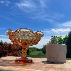 Vintage amber glass compotier, pedestal dish, compote, fruit bowl